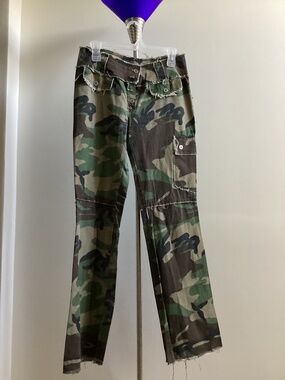 Raw edge camo pants